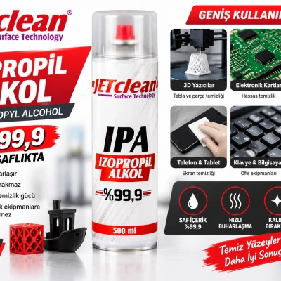 Jetclean Saf IPA %99.9 İzopropil Alkol 500 ml – Metal Sprey Başlıklı 3D İçin İzopropil Alkol 500ml - IPA