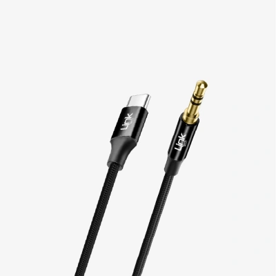 Linktech 100cm Type-C→ 3.5mm Örgü Metal Jaklı AUX Kablosu - Android Aux Kablosu