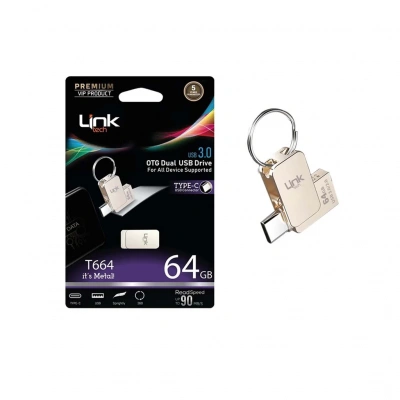 Linktech 64GB USB Bellek - Linktech T664 Metal OTG USB3.1 64 GB Flash Bellek - OTG Usb Bellek