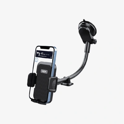 Linktech Araç Telefon Tutacağı - Cama Vantuz Montajlı Ayarlanabilir Dönebilen Uzayabilen Telefon Tutacağı