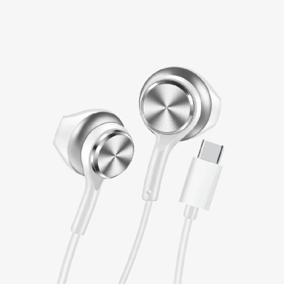 Linktech Ekstra Bass Kablolu Kulaklık , Linktech H75 Beyaz Type-C Mikrofonlu Metal Kablolu Kulaklık , Premium Type-C Kablolu Kulaklık