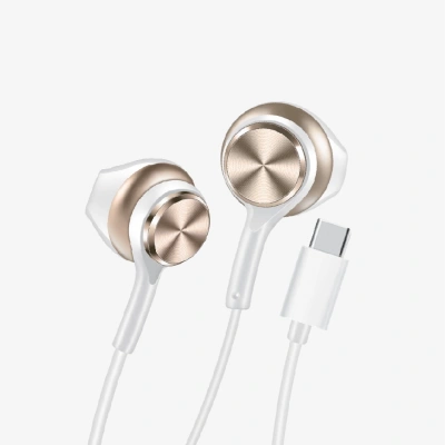 Linktech Ekstra Bass Kablolu Kulaklık , Linktech H75 Gold Type-C Mikrofonlu Metal Kablolu Kulaklık , Premium Type-C Kablolu Kulaklık