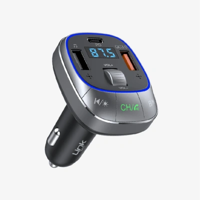Linktech FM Transmitter - Linktech GF17 Premium 48W Üç Girişli 5.0 Bluetooth FM Transmitter - RGB Çakmaklıktan Müzik Dinleme