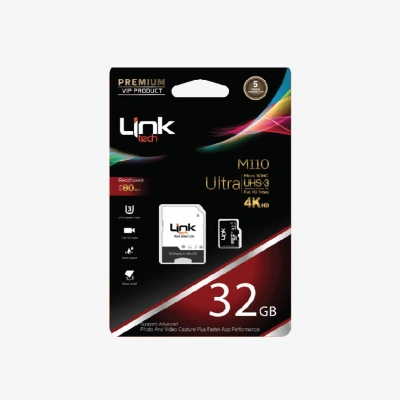Linktech Hafıza kartı 32GB - M110 Premium Mikro SD 4K Ultra Hafıza Kartı 32 GB