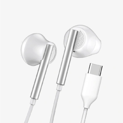 Linktech Yüksek Basslı Kablolu Kulaklık , Linktech H65 Beyaz Type-C Mikrofonlu Kablolu Kulak İçi Kulaklık , Premium Type-C Kablolu Kulaklık