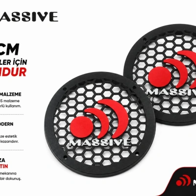 Massive 20cm Hoparlör Kapağı - Massive Logolu Kaliteli Plastik Midrange Hoparlör Kapak 20 cm - 2 Adet