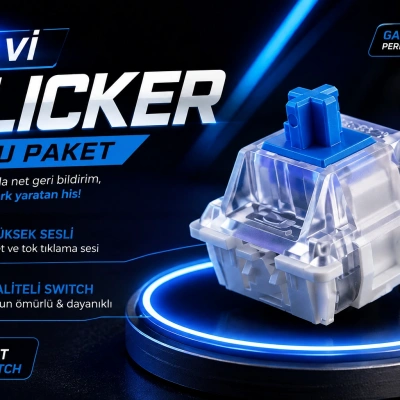 Mavi Clicker , Blue Switch 10 Adet - Clicker Ürünler İçin 10 Adet Mavi Slicker
