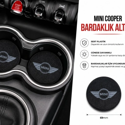 Mini Cooper Araç Bardaklık Altlığı , Mini Cooper Şişe ve Bardak Altlığı, Mini Cooper Logolu Oto Bardaklık Altlığı