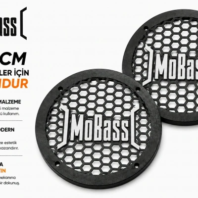 Mobass 20cm Hoparlör Kapağı - Mobass Logolu Kaliteli Plastik Midrange Hoparlör Kapak 20 cm - 2 Adet