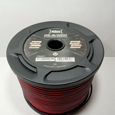 Mobass Bakır Amfi Hoparlör Kablosu 16GA – %100 Bakır – OFC 16GA Anfi Bass Kablosu – 5 Metre