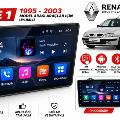 Renault Megane 1 Android Teyp – Renault Megane 1 ( 1995 - 2004 ) Oem Android Multimedya – Renault Megane 1 Android Double Teyp