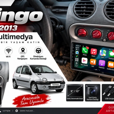 Renault Twingo Android Teyp – Renault Twingo ( 2005 - 2013 ) Oem Android Multimedya – Renault Twingo Android Double Teyp