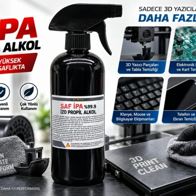 Saf IPA %99.9 İzopropil Alkol 500 ml – Sprey Başlıklı 3D İçin İzopropil Alkol 500ml - IPA