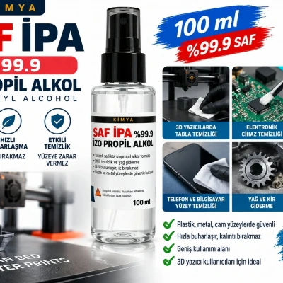 Saf IPA %99.9 İzopropil Alkol 100 ml – Sprey Başlıklı 3D İçin İzopropil Alkol 100ml - IPA
