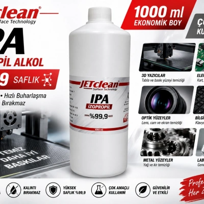 Saf IPA %99.9 İzopropil Alkol 1000 ml – Kapaklı 3D İçin İzopropil Alkol 1000ml - IPA