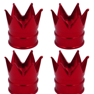Kral Tacı Sibop Kapağı Seti -  Metal Kırmızı Taç 4lü Set Sibop Kapağı