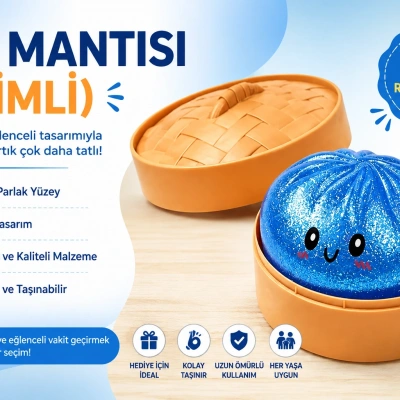 Simli Yumuşak Çin Mantısı Stres Topu (1 Adet) – Eğlenceli Squishy Oyuncak