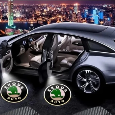 Skoda Kapı Altı Led Logo - Skoda Hayalet Logo Mesafe Sensörlü - Yeni Nesil , Pilli , Yapıştırmalı Kapı Logo