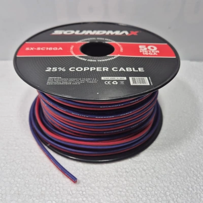 Soundmax 16ga Hoparlör Kablosu Amfi Uyumlu 5 Metre - Soundmax Kaliteli Hoparlör Ve Bass Kablosu - 5 Metre