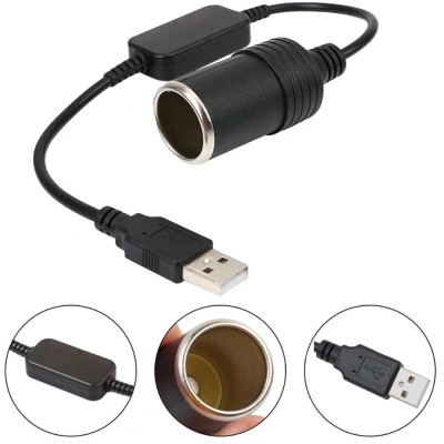 USB To DC Çakmak Fişi Çevirici Adaptör - 5V 2 Amper USB Girişini 12V 0.8 Amper Çakmaklık Yapma Aparatı