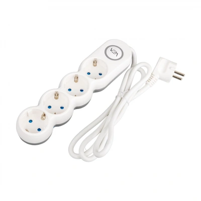 VEA 4lü Akım Korumalı Grup Priz , 1.5 Metre 4lü Priz , Beyaz Akım Korumalı Dörtlü Priz