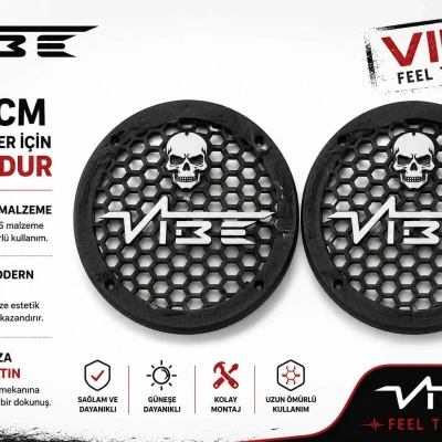 VİBE Black Death 16cm Hoparlör Kapağı - VİBE Logolu Kaliteli Plastik Midrange Hoparlör Kapak 16 cm - 2 Adet