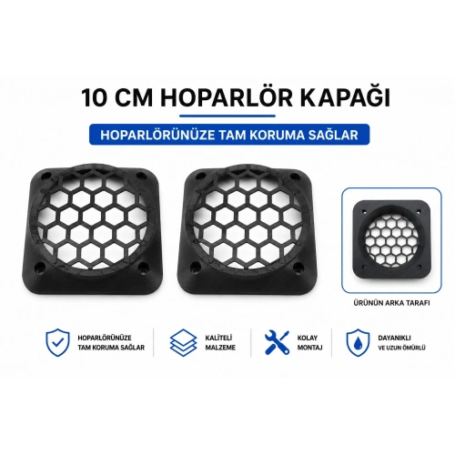 10m Hoparlör Kapağı - Plastik Kaliteli Midrange Hoparlör Kapak 10 cm - 2 Adet
