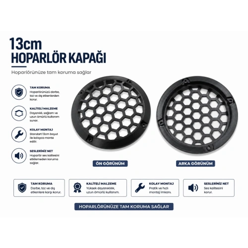 13cm Hoparlör Kapağı - Plastik Kaliteli Midrange Hoparlör Kapak 13 cm - 2 Adet