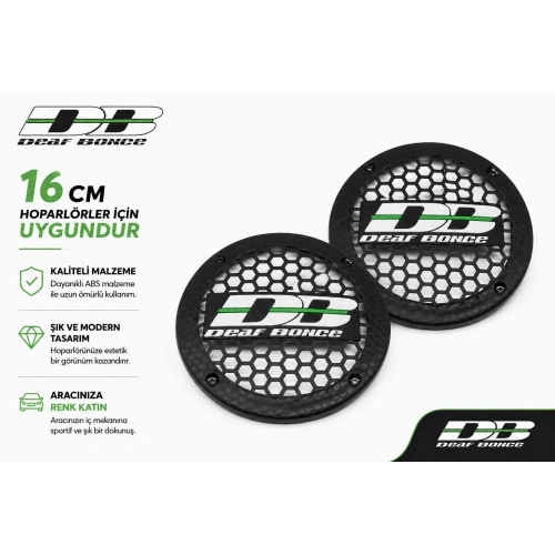 16cm Hoparlör Kapağı - Deaf Bonce Logolu Kaliteli Plastik Midrange Hoparlör Kapak 16 cm - 2 Adet