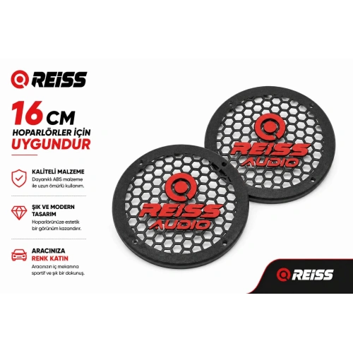 16cm Hoparlör Kapağı - Reiss Logolu Kaliteli Plastik Midrange Hoparlör Kapak 16 cm - 2 Adet