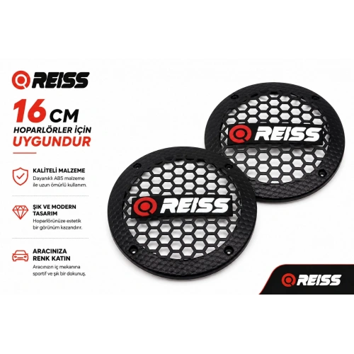 16cm Hoparlör Kapağı - Reiss Logolu Plastik Midrange Hoparlör Kapak 16 cm - 2 Adet