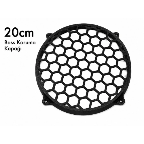 20cm Bass Koruma Kapağı Siyah - Subwoofer Koruma Kapağı 20cm - 1 Adet