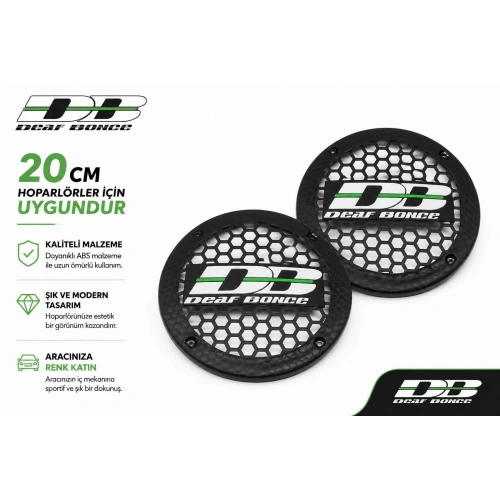 20cm Hoparlör Kapağı - Deaf Bonce Logolu Kaliteli Plastik Midrange Hoparlör Kapak 20 cm - 2 Adet