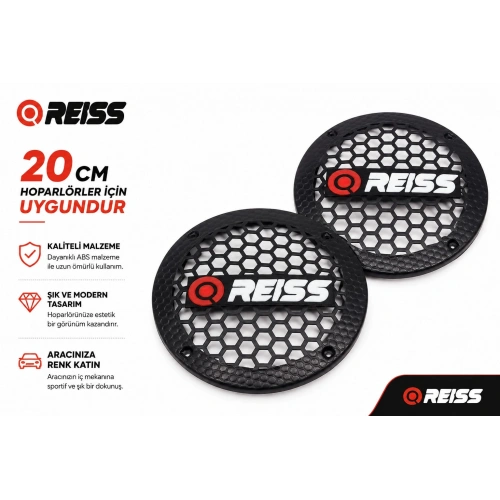 20cm Hoparlör Kapağı - Reiss Logolu Plastik Midrange Hoparlör Kapak 20 cm - 2 Adet