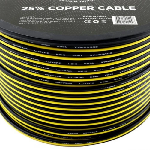 Soundmax 16ga Hoparlör Kablosu 5 Metre Amfi Uyumlu - %25 Bakır Kaliteli Hoparlör Ve Bass Kablosu - 5 Metre