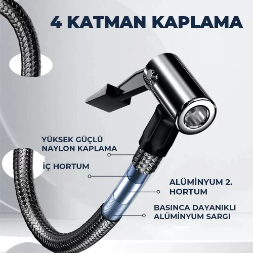 Taşınabilir Şarjlı Jump Starter - Akü Takviyesi + Lastik Şişirici + Powerbank + Led Işık Hepsi Bir Arada