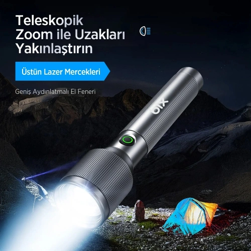 Bix BX2139FL Şarjlı El Feneri , 60w Led , 2000 Lümen , 1000 Metre Uzun Menzil , Zoomlu , Power Ledli Metal El Feneri