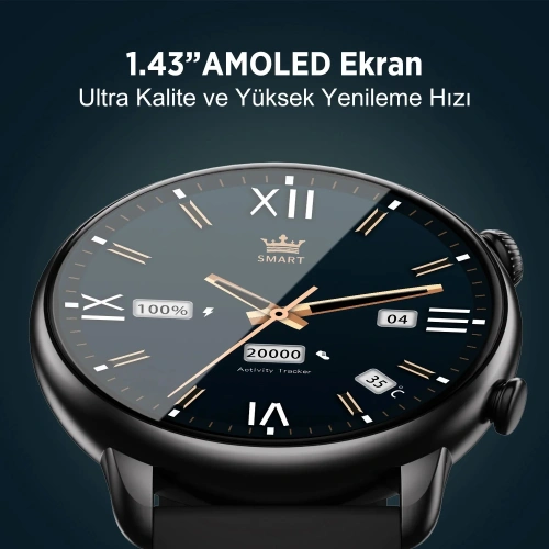 BİX Akıllı Saat - SW02AI 1.43” AMOLED Ekran, Bluetooth , Telefon Görüşme ve ChatGPT Destekli  iOS & Android Uyumlu Akıllı Saat