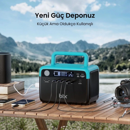 BİX PS60K Taşınabilir Güç Kaynağı - AC/DC/USB, Güneş Paneli Uyumlu - 192Wh 300W 230V 50Hz Taşınabilir Güç İstasyonu