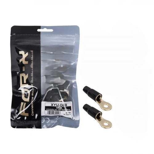 0 GA Bakır Yalıtımlı Amfi Kablo Ucu – Siyah - 2 Adet - Şase İçin Bakır Pabuç - 0ga Amfi Güç Kablosu Ucu - 2 Adet