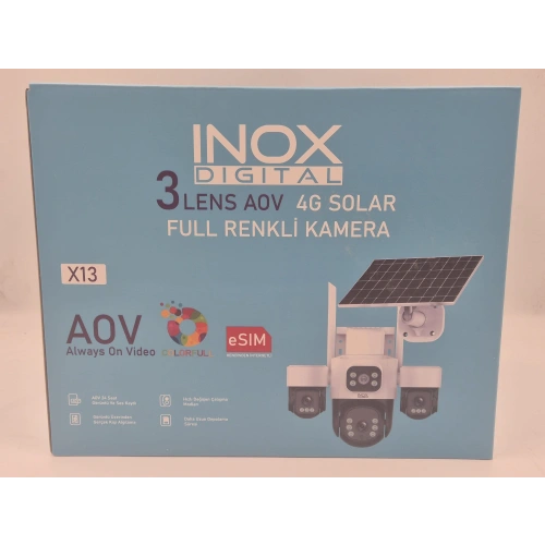 İnox Solar Güvenlik Kamerası - İnox X13 4G e-SİM Destekli 2 + 2 + 2 MP Güneş Enerjili Güvenlik Kamerası