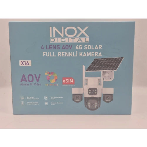 İnox Solar Güvenlik Kamerası - İnox X14 4G e-SİM Destekli 2 + 2 + 2 + 2 MP Güneş Enerjili Güvenlik Kamerası