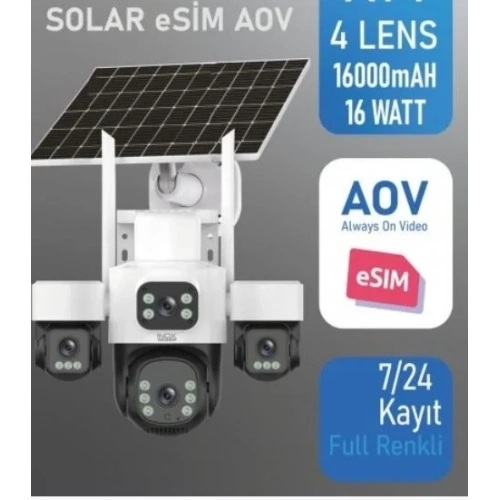 İnox Solar Güvenlik Kamerası - İnox X14 4G e-SİM Destekli 2 + 2 + 2 + 2 MP Güneş Enerjili Güvenlik Kamerası