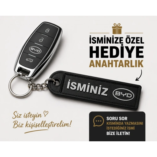 İsimli BYD Anahtarlık , Kişiye Özel - Hediyelik İsimli Araç Logolu Anahtarlık - İsimli Araba Anahtarlığı