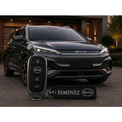 İsimli BYD Anahtarlık , Kişiye Özel - Hediyelik İsimli Araç Logolu Anahtarlık - İsimli Araba Anahtarlığı