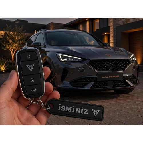 İsimli Cupra Anahtarlık , Kişiye Özel - Hediyelik İsimli Araç Logolu Anahtarlık - İsimli Cupra Araba Anahtarlığı