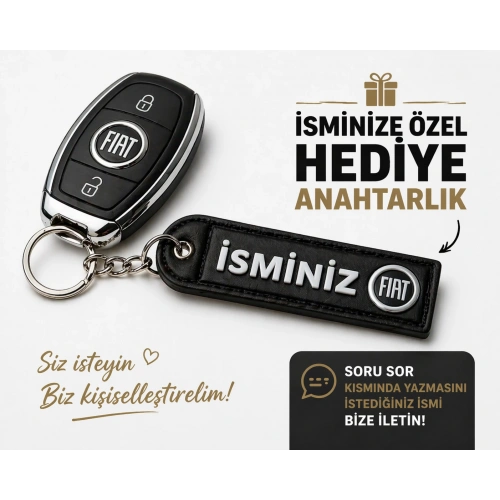 İsimli Fiat Anahtarlık , Kişiye Özel - Hediyelik İsimli Araç Logolu Anahtarlık - İsimli Fiat Araba Anahtarlığı