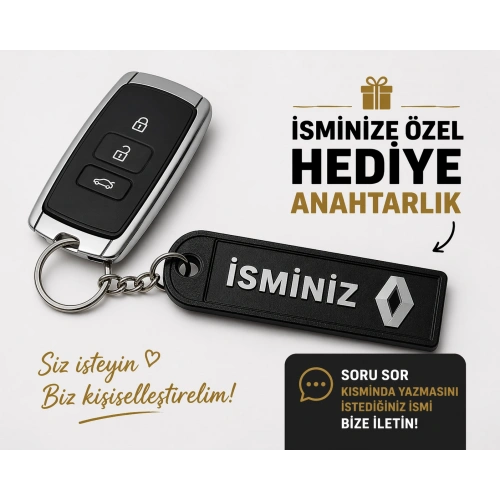 İsimli Renault Anahtarlık , Kişiye Özel - Hediyelik İsimli Araç Logolu Anahtarlık - İsimli Renault Araba Anahtarlığı