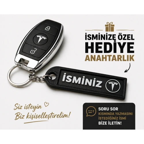 İsimli Tesla Anahtarlık , Kişiye Özel - Hediyelik İsimli Araç Logolu Anahtarlık - İsimli Tesla Araba Anahtarlığı