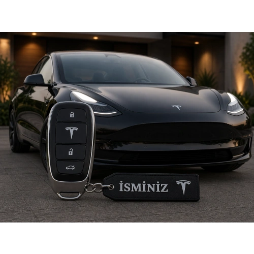 İsimli Tesla Anahtarlık , Kişiye Özel - Hediyelik İsimli Araç Logolu Anahtarlık - İsimli Tesla Araba Anahtarlığı